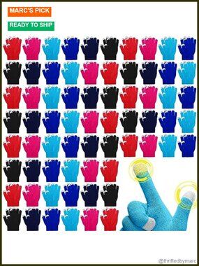 Knit Touchscreen Gloves - 72 Pairs Texting Mittens for Men Women Bulk